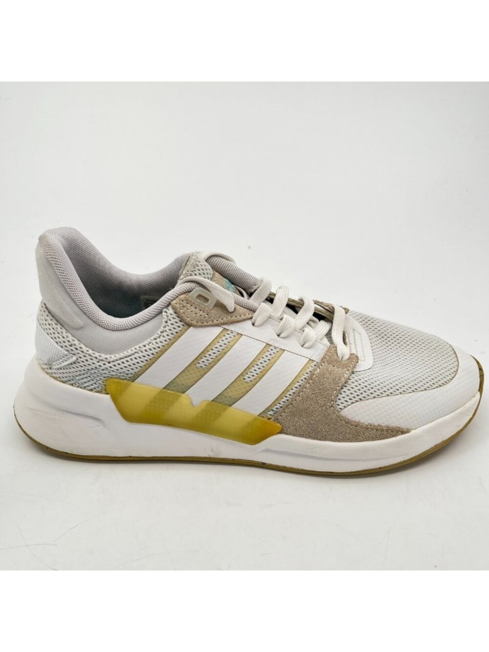 Adidas Run 90s Womens Size 8 Gray White Yellow Athletic Running Shoes Sneakers